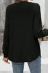 Ribbed Texture Round Neck Drop Shoulder Rounded Hem Knit Top
